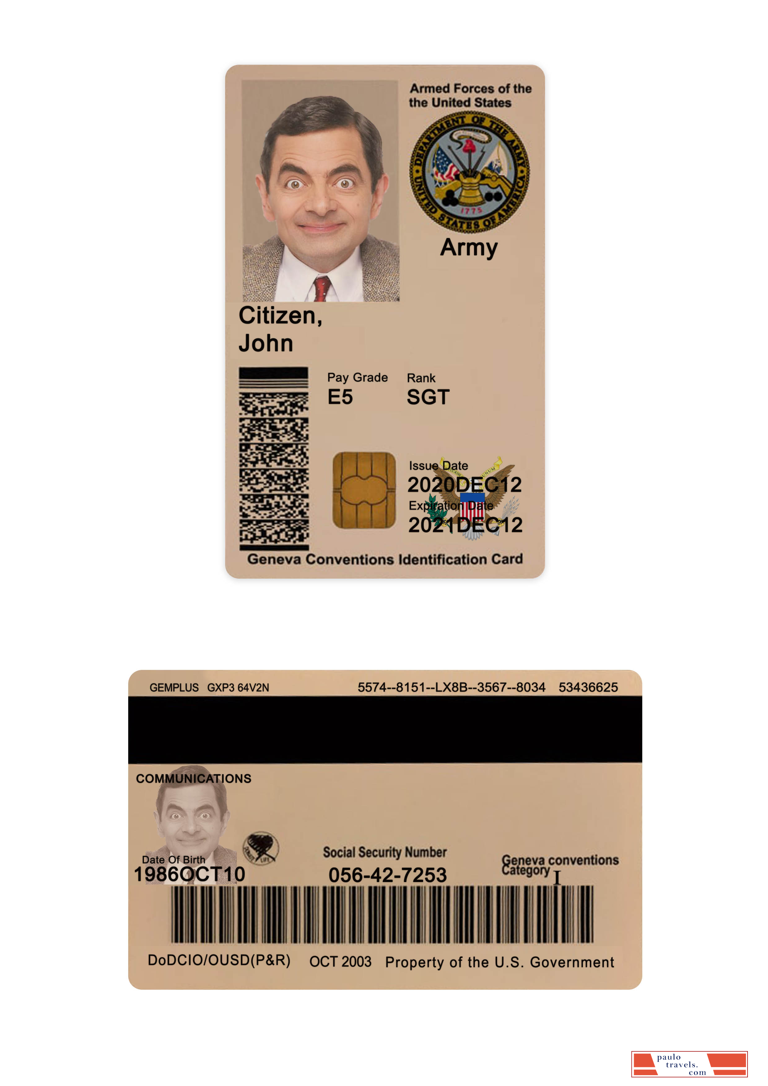 USA military ID card